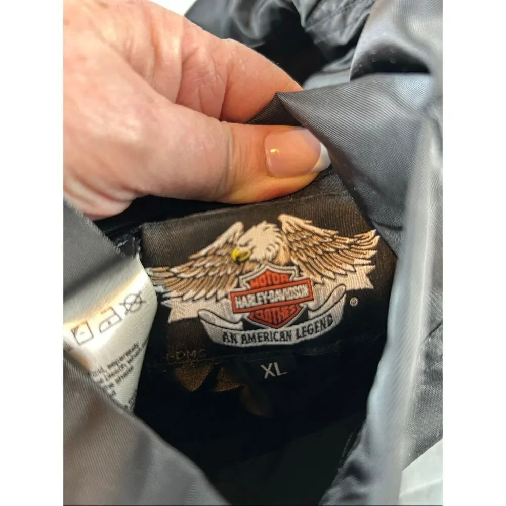 VINTAGE Harley Davidson Windbreaker XL Black Moto Biker Gorpcore